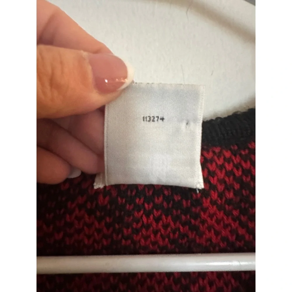 Liz Baker Womens Large Red Black Houndstooth Button Front Cardigan Sweater - Picture 4 of 7